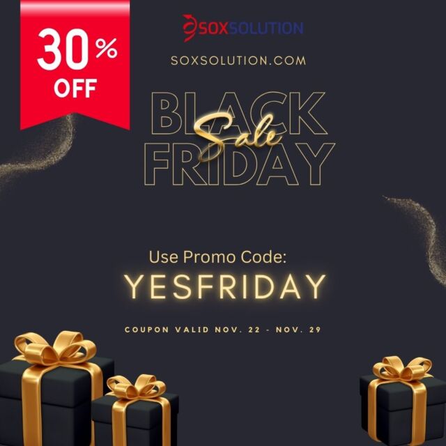 Happy Thanks Giving!

Get 30% Off!*

Use Promo Code:
YesFriday
 
https://soxsolution.com/
Coupon valid Nov. 22 - Nov. 29 

One coupon per customer.

*Not valid for already discounted items or multipacks. Offer cannot be combined with other promos